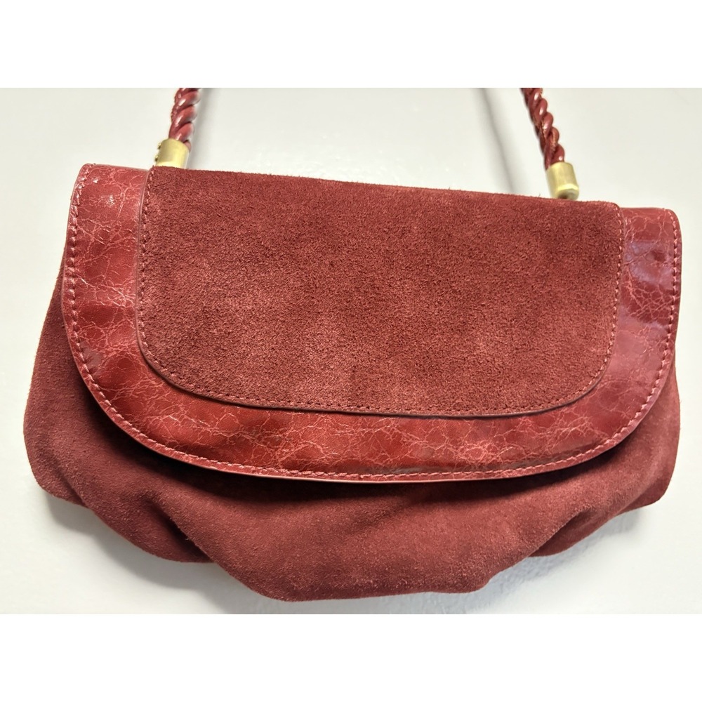 Anthropologie‎ Suede Leather Crossbody Small Terracotta Red Handbag - Picture 10 of 13